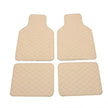 4Pc Universal Fit PU Leather Beige Car Floor Mat Non-Slip Auto Carpet Waterproof Foot Pads Protector Vehicle Interior Moulding