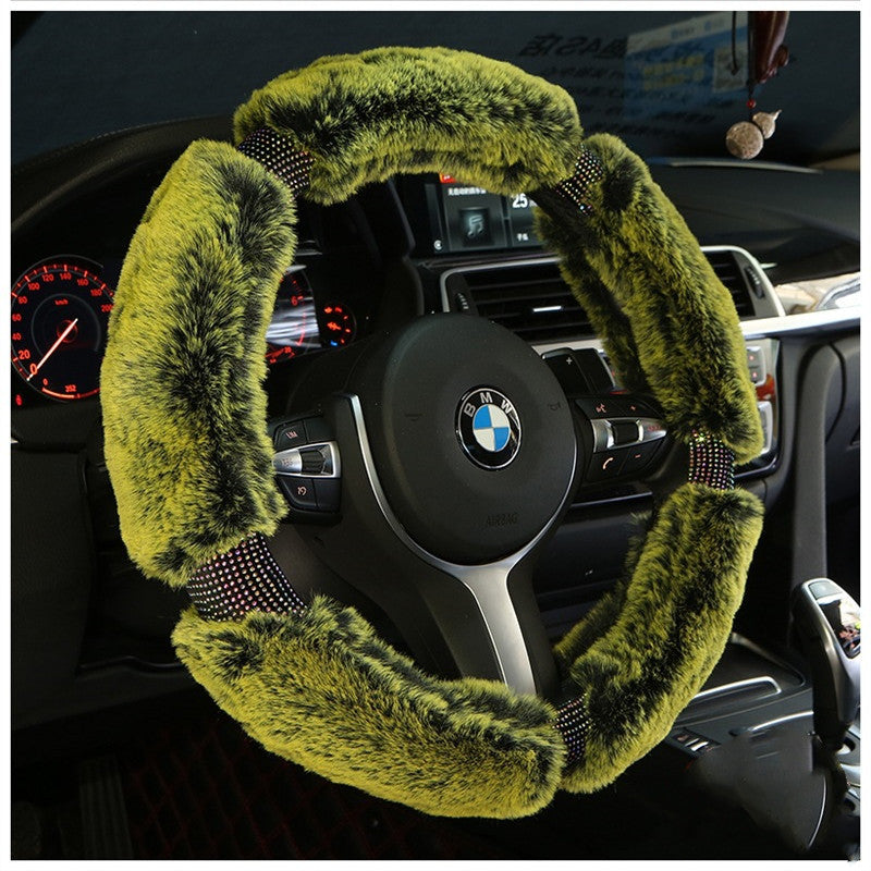 Car Steering Wheel Cover Winter Plush Steering Wheel Cover Korea Diamond Fashion Cute Handle Cover Car Accessories