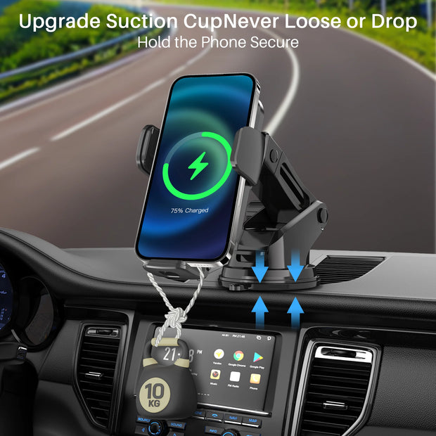 Wireless Charging Car Charger Mount, Fast Auto Clamping Car Charger Phone Holder for Iphone, Samsung, All Smartphones