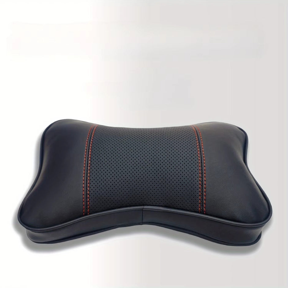 Breathable Leather Car Headrest - Comfortable Neck Support Pad With Adjustable Elasticity, Automotive Interior Accessories