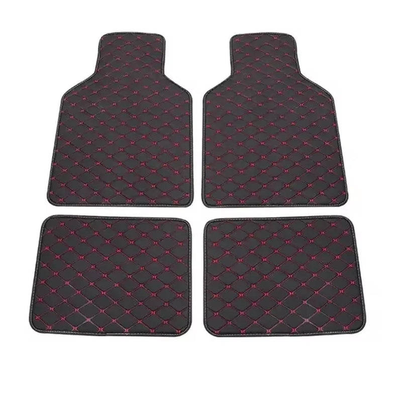 4Pc Universal Fit PU Leather Beige Car Floor Mat Non-Slip Auto Carpet Waterproof Foot Pads Protector Vehicle Interior Moulding