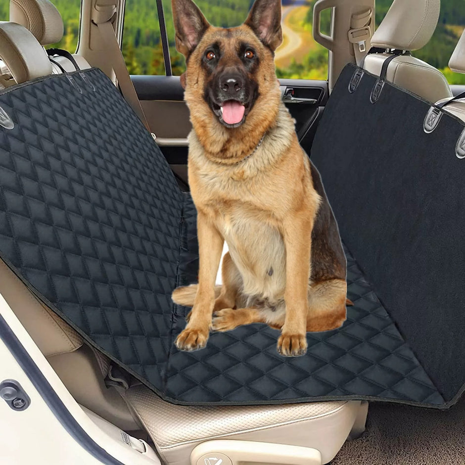 Luxury Waterproof Rear Seat Cover for Dogs – Black Bench Protector for Car Travel