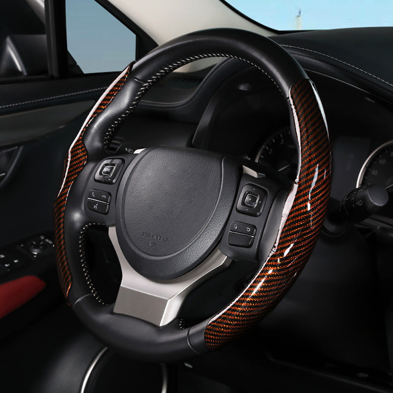 Glossy Carbon Fiber Pattern Steering Wheel Cover for Cars