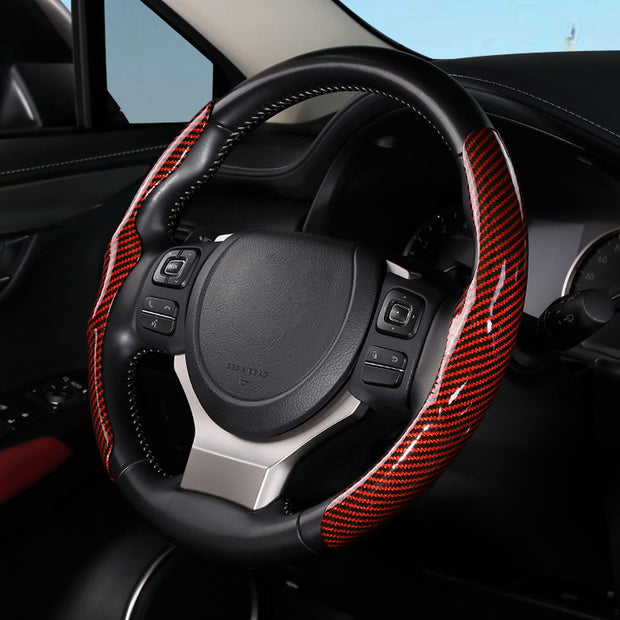 Glossy Carbon Fiber Pattern Steering Wheel Cover for Cars