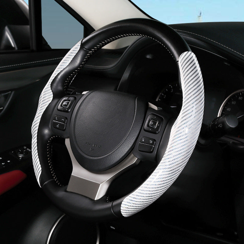 Glossy Carbon Fiber Pattern Steering Wheel Cover for Cars