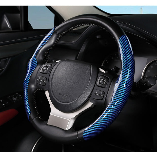 Glossy Carbon Fiber Pattern Steering Wheel Cover for Cars