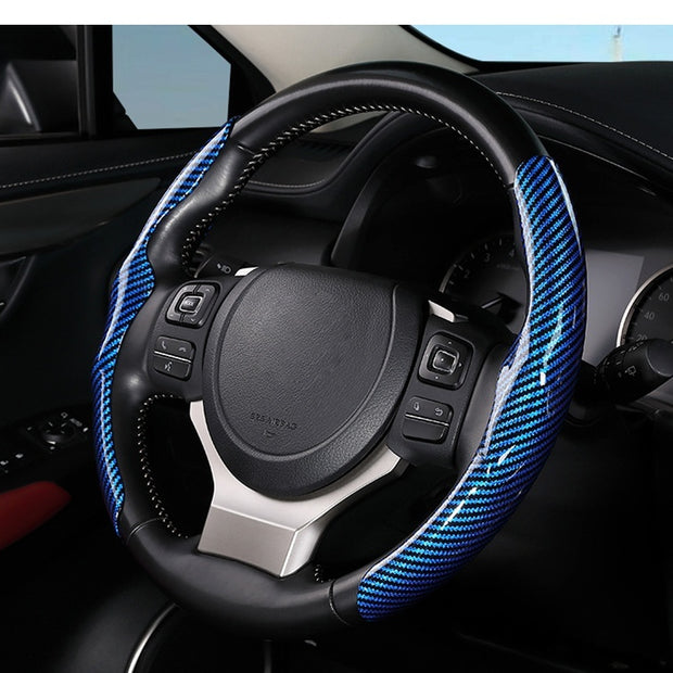 Glossy Carbon Fiber Pattern Steering Wheel Cover for Cars