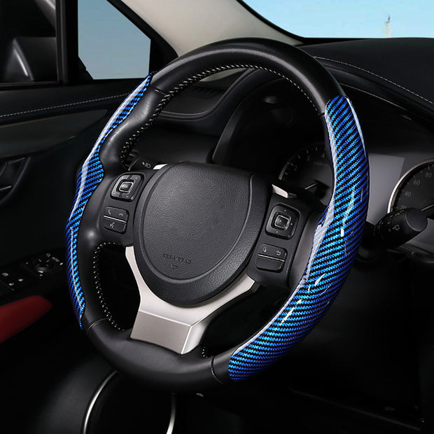 Glossy Carbon Fiber Pattern Steering Wheel Cover for Cars