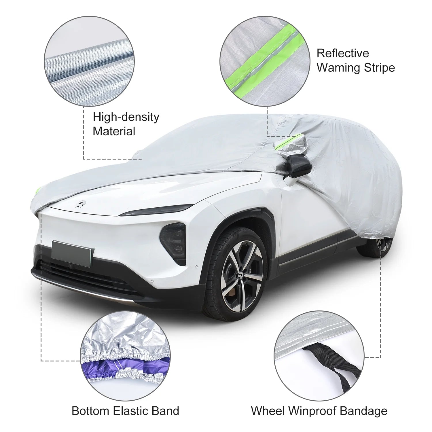 SUV Car Cover Waterproof with Side Door Zipper UV Protective Universal Vehicle Cover