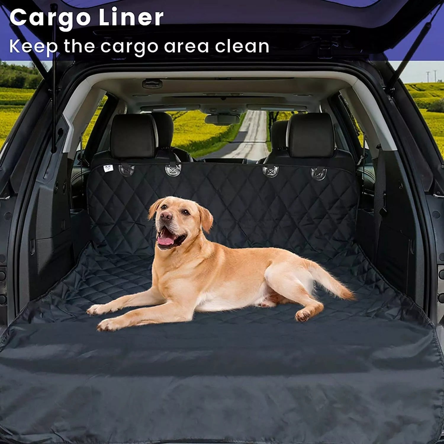 Luxury Waterproof Rear Seat Cover for Dogs – Black Bench Protector for Car Travel