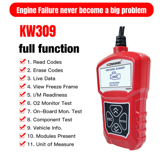 KW310 Car Diagnostic Barcode Scanner Reader Tool