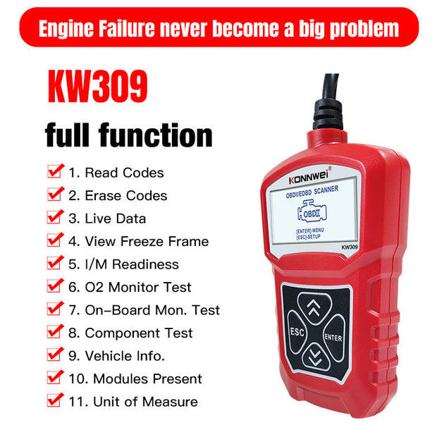 KW310 Car Diagnostic Barcode Scanner Reader Tool